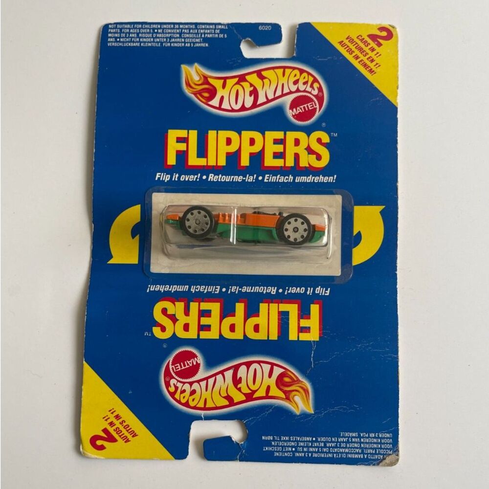 HOT WHEELS - FLIPPERS - Orange/Green 6020 - Rare Model Vintage Diecast Cars 1989